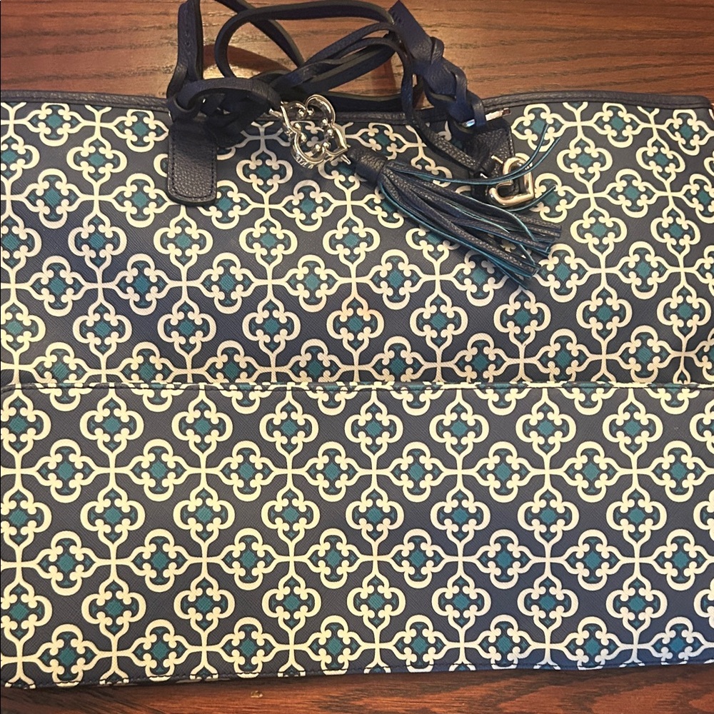 Brighton Navy and Cream Patterned Tote - Picture 13 of 16